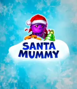  Experience the whimsical "Santa Mummy" slot game by Belatra, highlighting a Santa-clad mummy decked out in festive holiday attire. This eye-catching image portrays the mummy with a vivid purple hue, wearing a Santa hat, surrounded by snowy blue with frosty snowflakes. The game's title, "Santa Mummy," is clearly shown in large, cool blue letters.