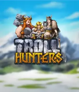 Enter the realm of "Troll Hunters," where fierce Viking warriors stand ready to confront their foes. The logo features a male and female Viking, armed and ready, overlooking a frosty landscape. They exude bravery and might, reflecting the essence of the game's adventurous theme.