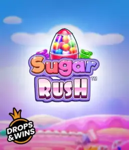 Enjoy the colorful world of Sugar Rush by Pragmatic Play, showcasing a vibrant candy dispenser on a fantastic background of candyland. This graphic portrays the playfulness of the game, highlighted with vivid candies and charming typography. Ideal for those with a sweet tooth, promising hours of fun. 